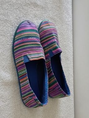 Airwalk Multicolor Striped Slip-On Moccasins - Purple, Green, Blue, Pink, Orange